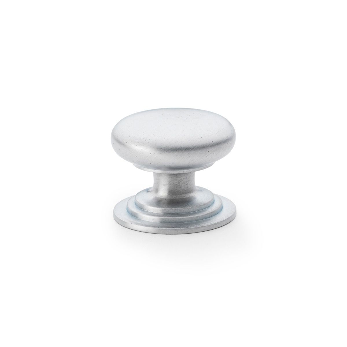 A&W Satin Chrome 38mm Round Cupboard Knob on Stepped Rose | AW825-38-SC