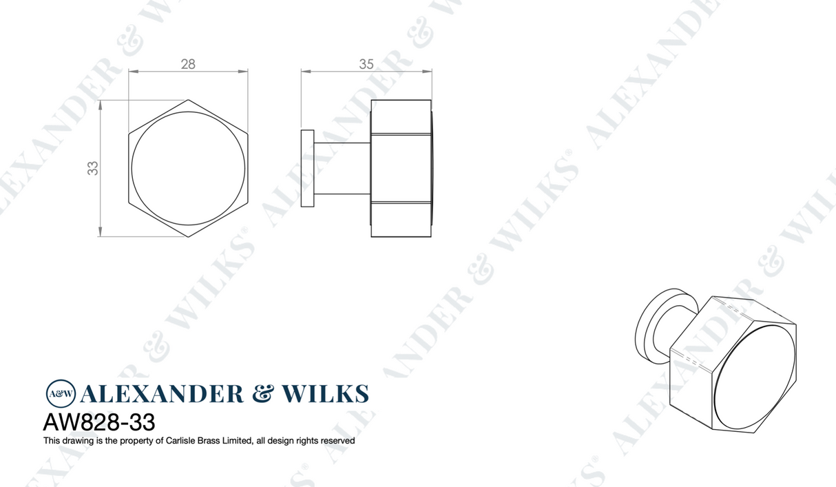 Dark Bronze 33mm Vesper Hexagonal Cabinet Knob | AW828-33-DBZ