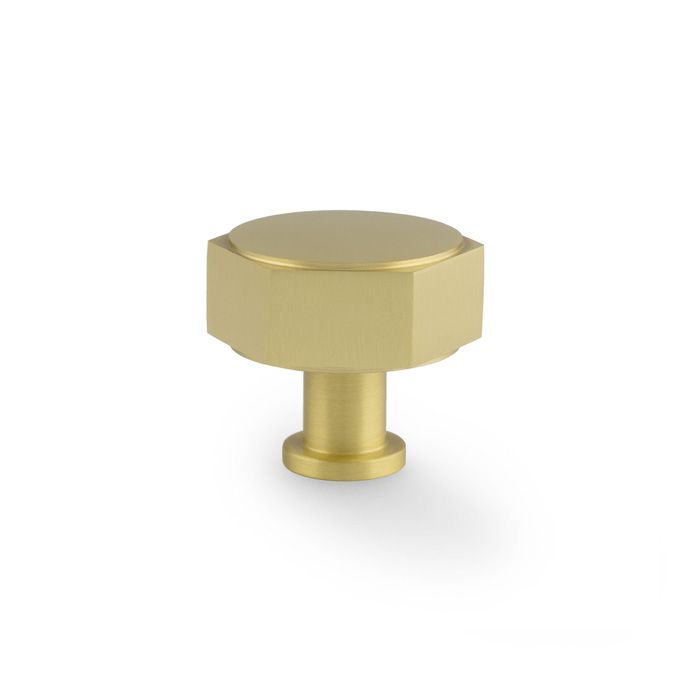 Satin Brass 40mm Vesper Hexagonal Cabinet Knob | AW828-40-SB
