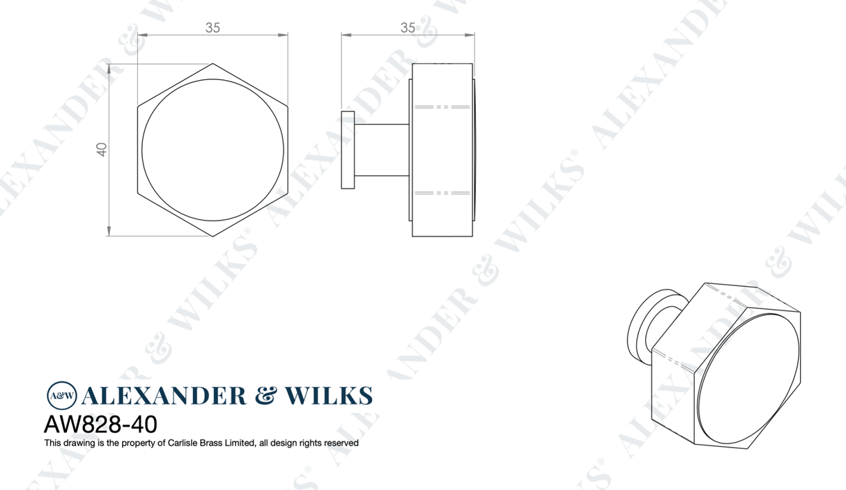 Dark Bronze 40mm Vesper Hexagonal Cabinet Knob | AW828-40-DBZ