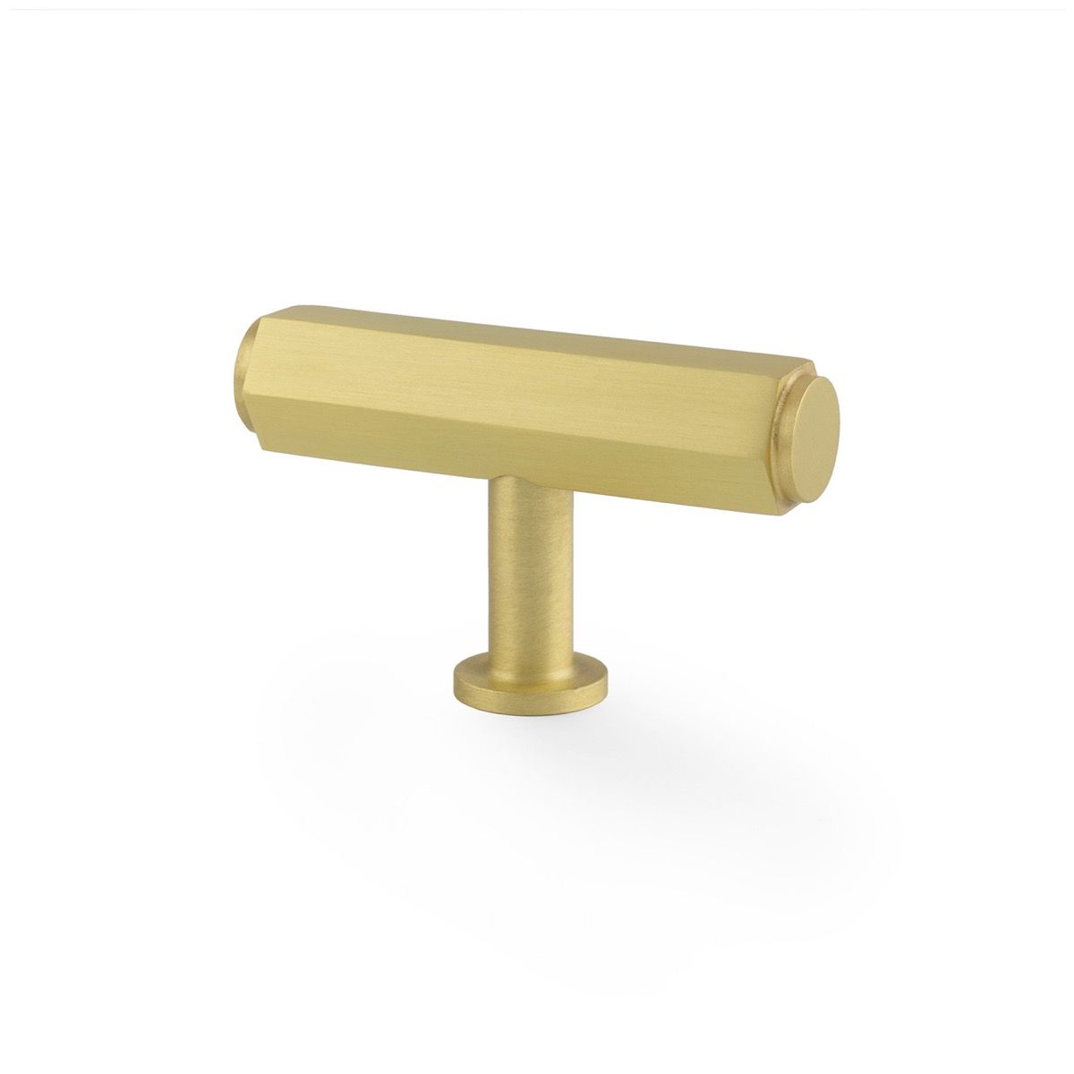 Satin Brass T Bar Vesper Hexagonal Cabinet Knob | AW829-55-SB