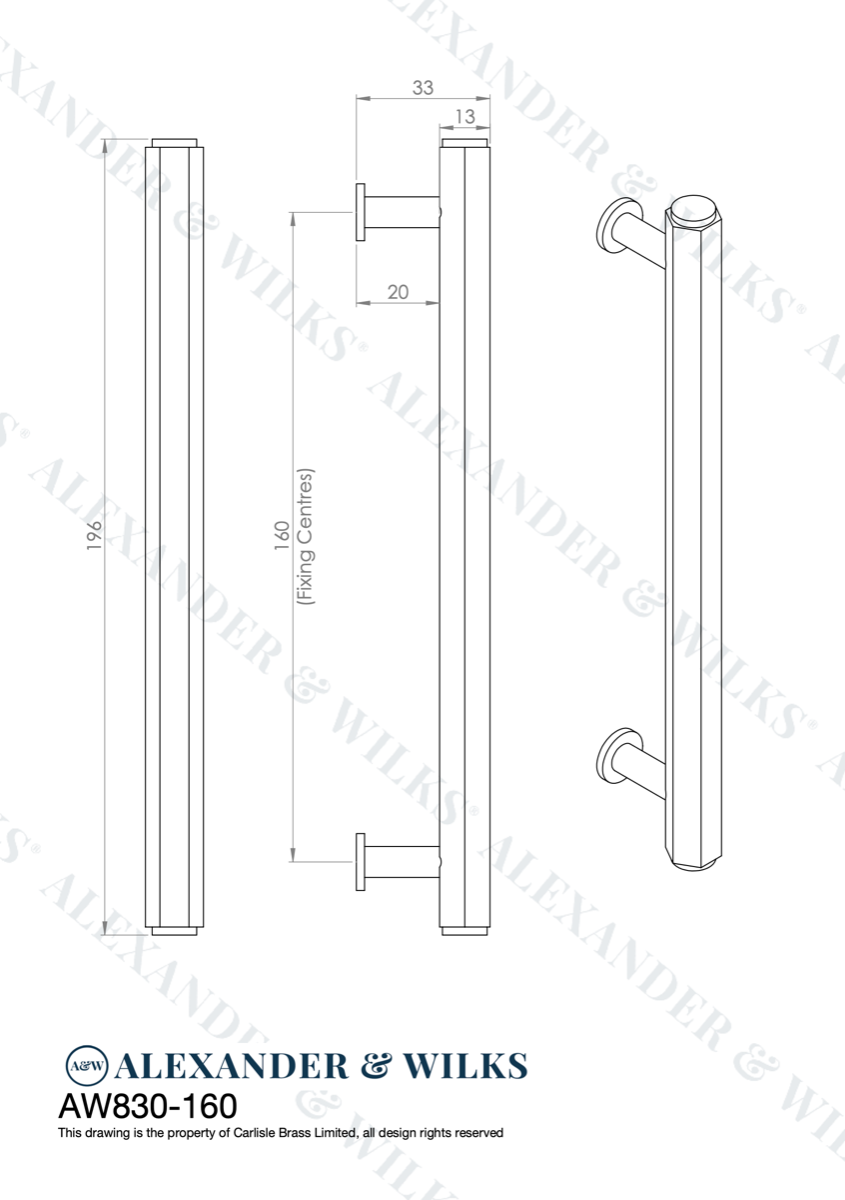 Matt Black 160mm Vesper Hexagonal Pull Handle | AW830-160-BL