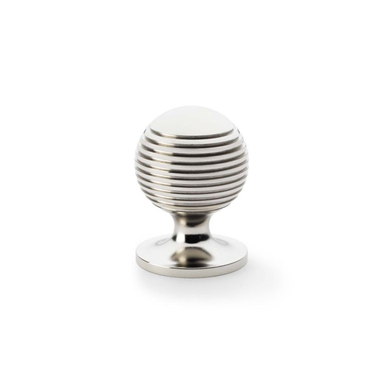 Alexander and Wilks Polished Nickel 32mm Caesar Cupboard Knob on Round Rose | AW832-32-PN