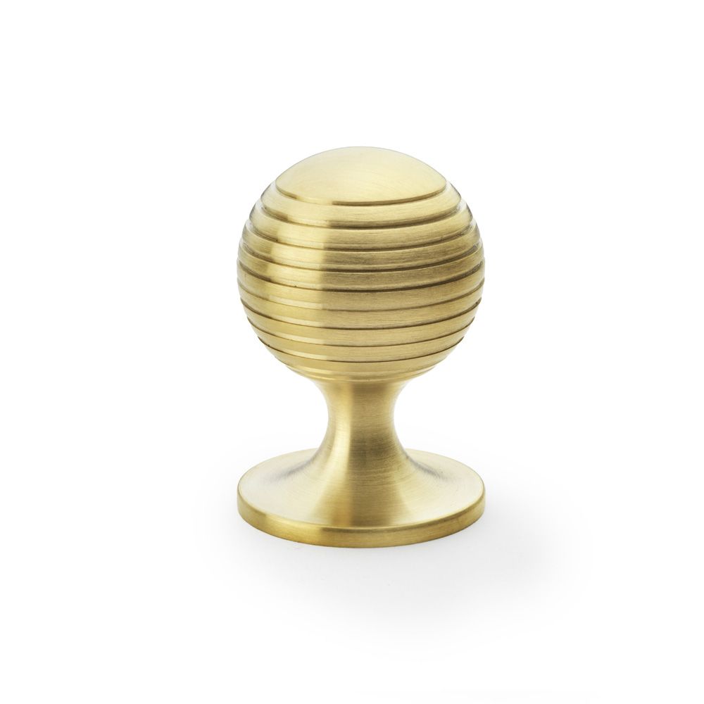 Alexander and Wilks Satin Brass PVD 38mm Caesar Cupboard Knob on Round Rose | AW832-38-SBPVD