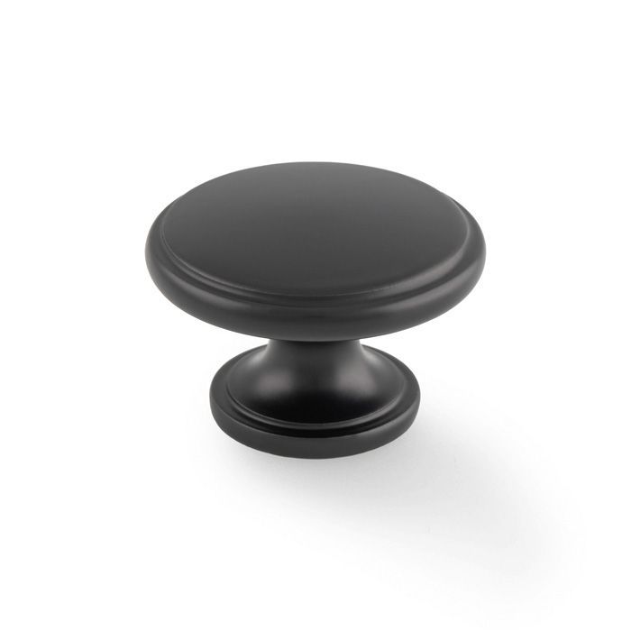 A&W Matt Black Cambridge Round Cupboard Knob | AW849-38-BL