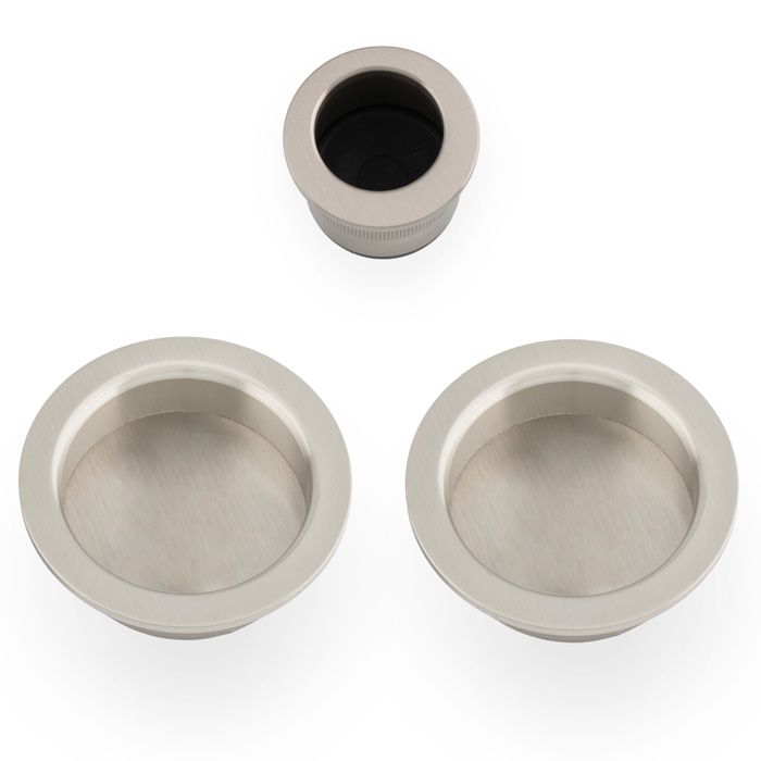 A&W Satin Nickel Round Sliding Door Pull Kit | AW994SN