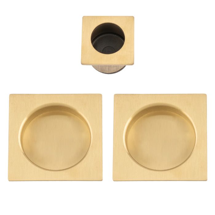 A&W Satin Brass Square Sliding Door Pull Kit | AW995SBPVD
