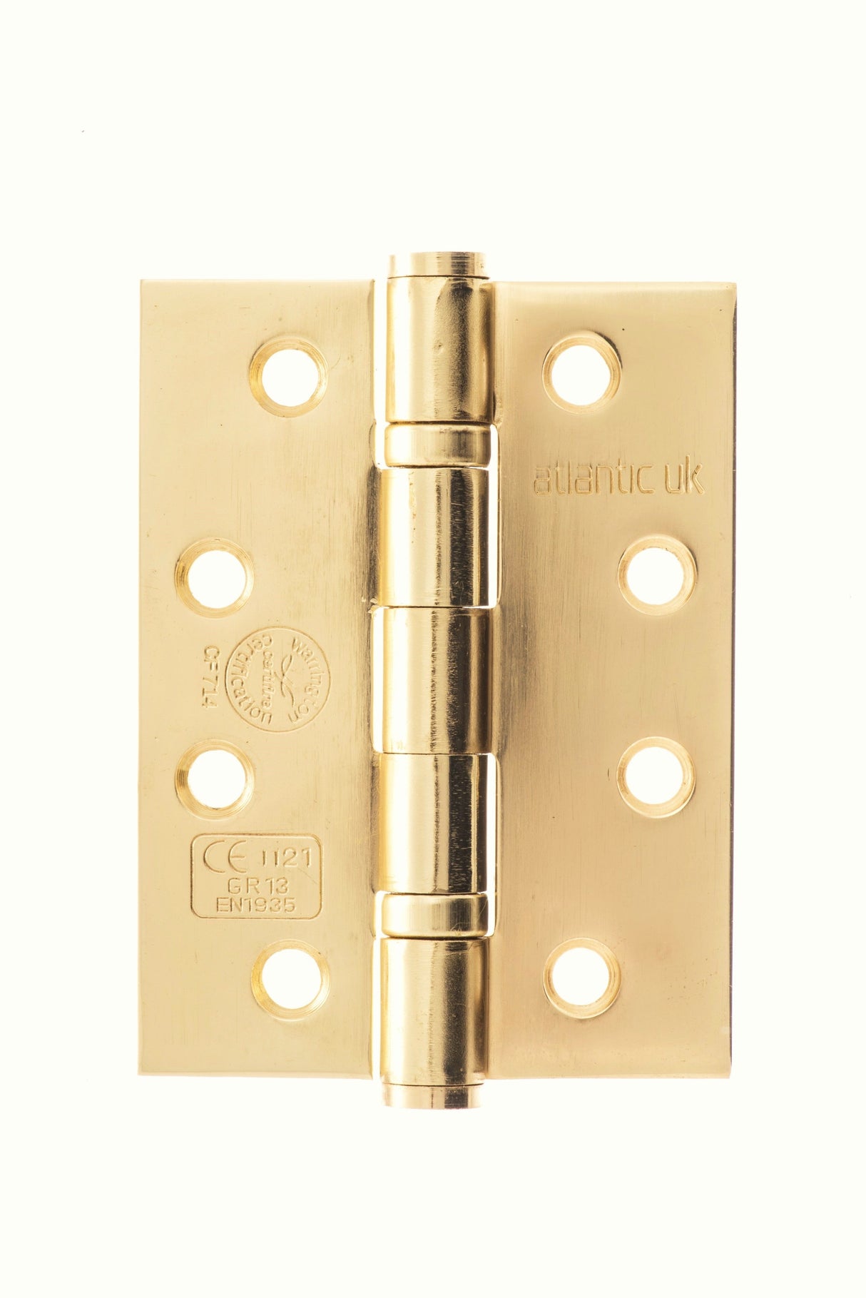Pair 102mm (4") Polished Brass Ball Bearing Fire Grade Hinge | AH1433EB
