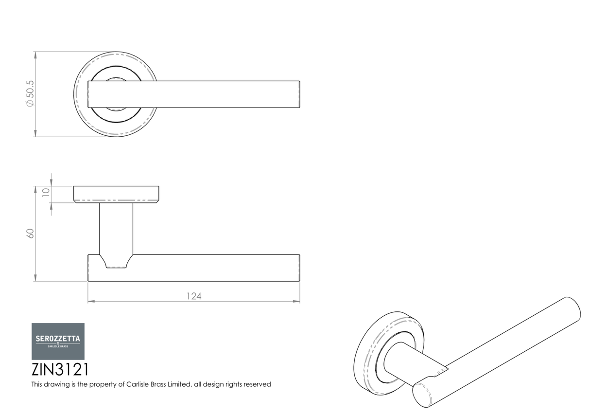 Serozetta Satin Chrome Philidelphia Lever on round rose | ZIN3121SC