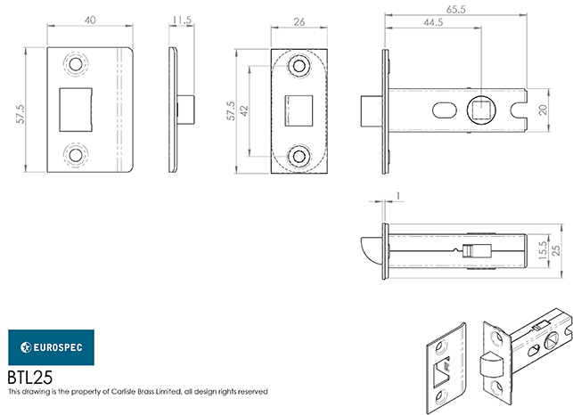 64mm Matt Bronze Tubular Mortice Latch | BTL25MBRZ