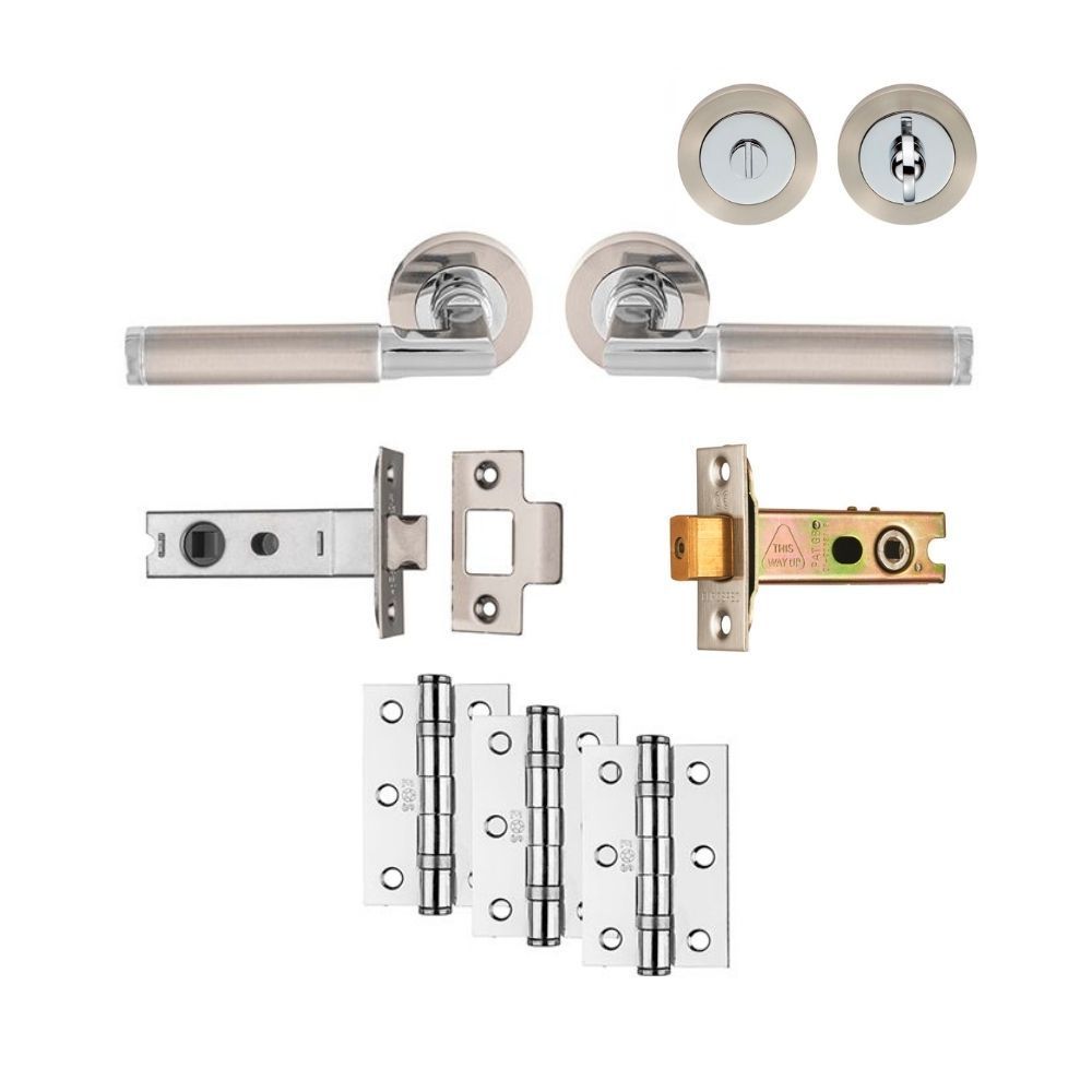 Satin Nickel / Polished Chrome Belas Bathroom Pack - Ultimate Door Pack