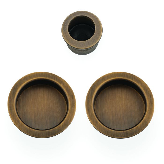 A&W Antique Brass Round Sliding Door Pull Kit | AW994AB