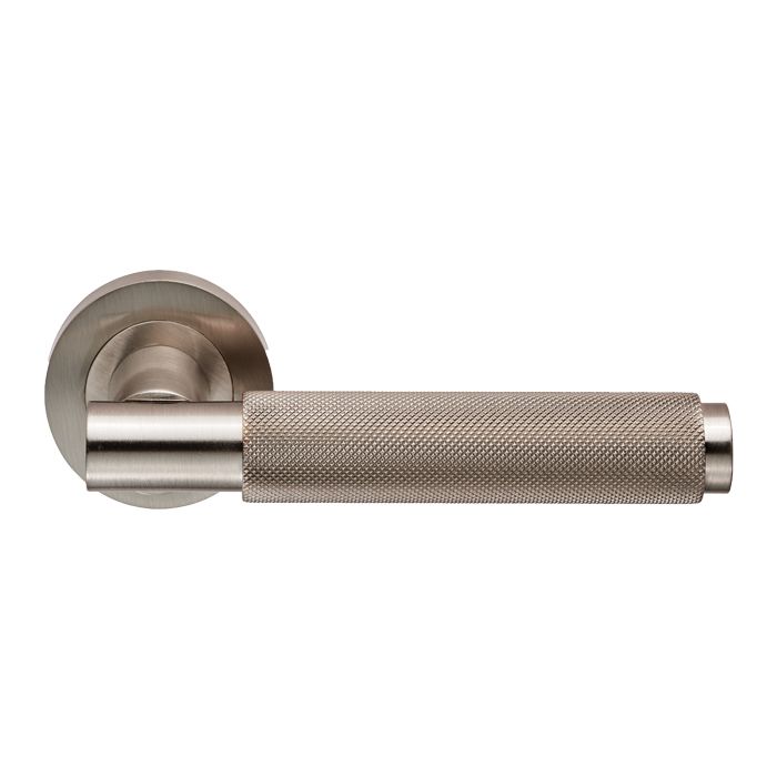 Satin Nickel Varese Knurled Lever on Round Rose | EUL050SN