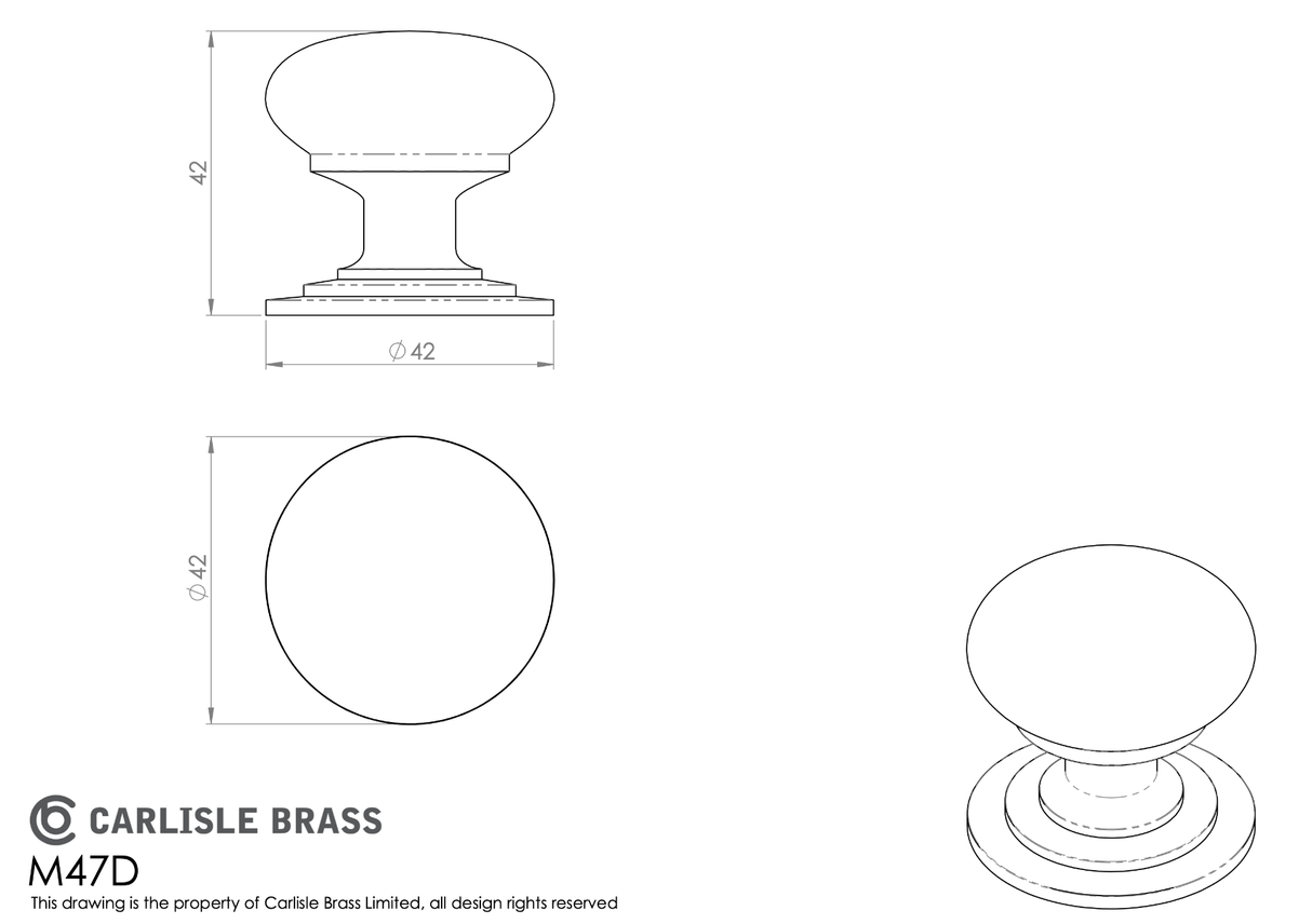 Polished Brass 42mm Victorian Cupboard Knob | M47DPB