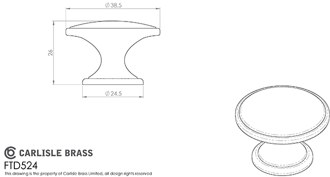 Gun Metal 38mm Oxford Cupboard Knob | FTD524GM