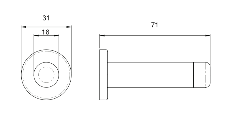 Matt Bronze Wall Mounted Door Stop on rose | AA21MBRZ