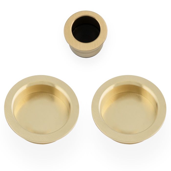 A&W Satin Brass PVD Round Sliding Door Pull Kit | AW994SBPVD