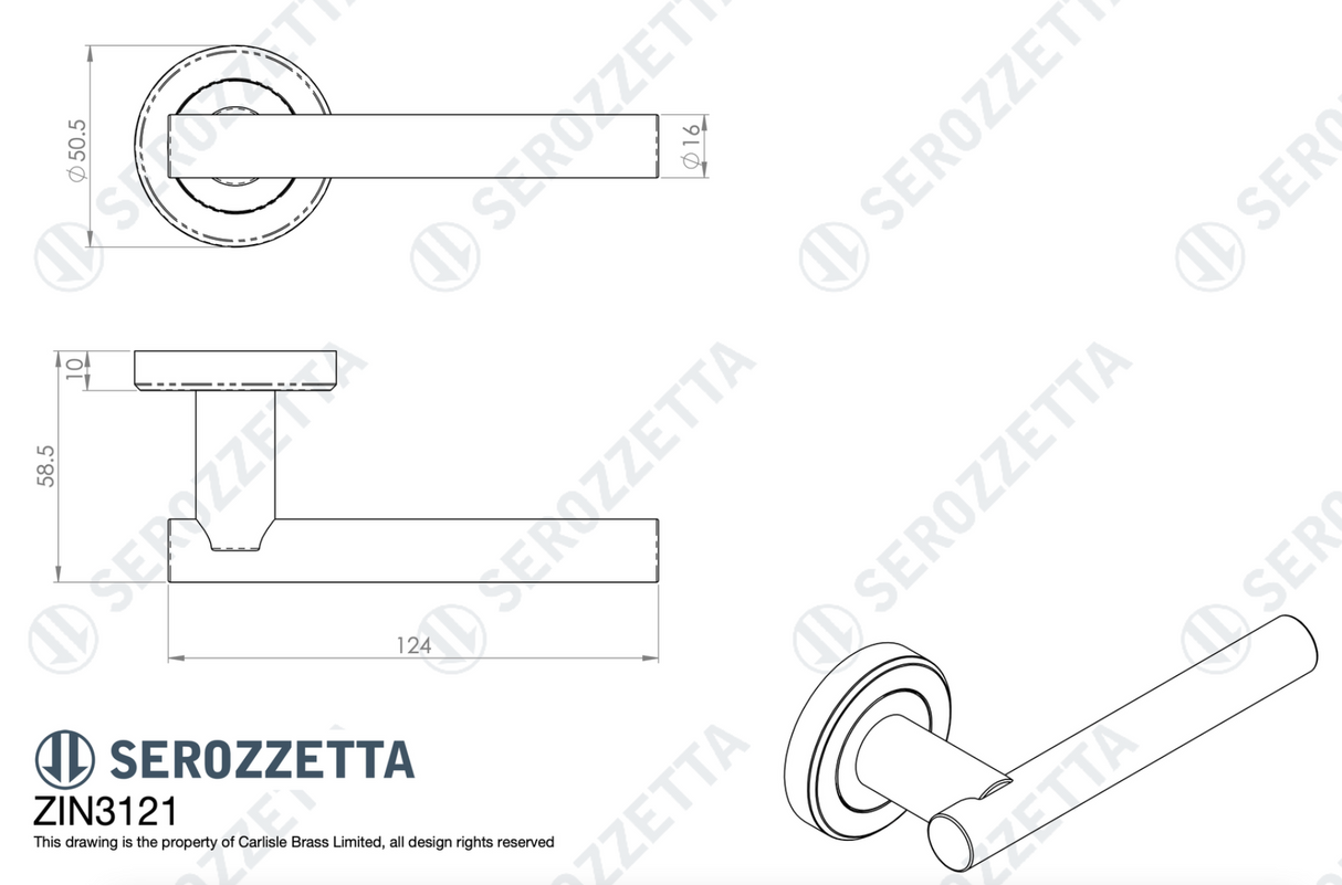 Serozetta Satin Brass Philadelphia Lever Handle | ZIN3121SB