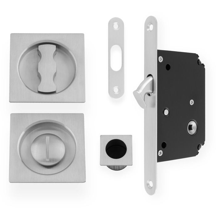AW Satin Chrome Square Sliding Door Locking Kit | AW111RSC