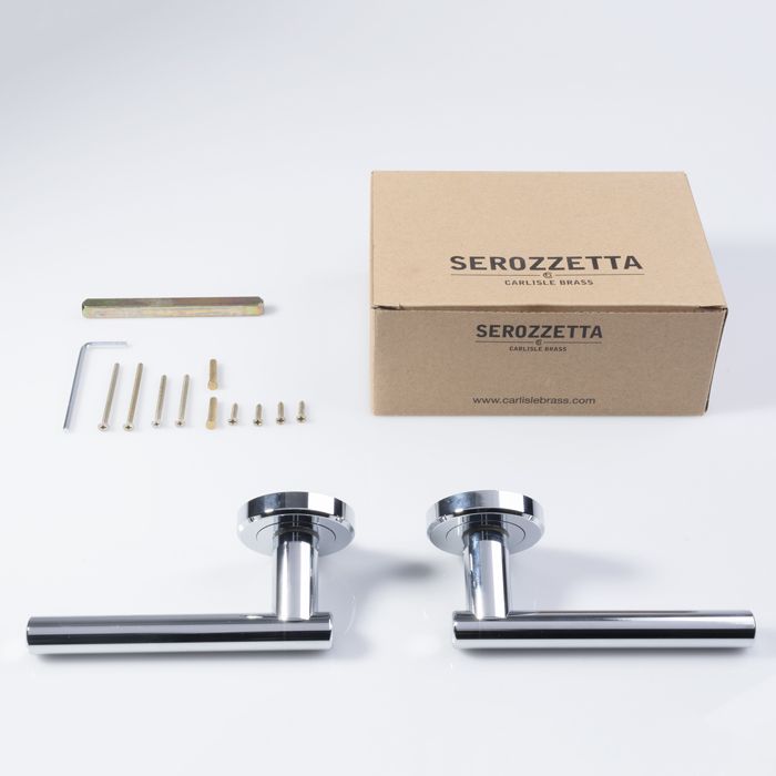 Serozetta Polished Chrome Philidelphia Lever on round rose | ZIN3121PC