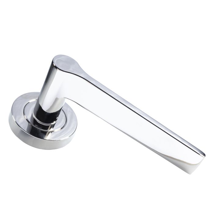 Polished Nickel Velino Lever Handle on Round Rose | EUL020PN