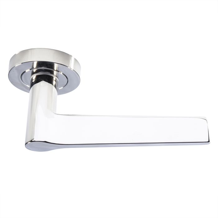 Polished Nickel Velino Lever Handle on Round Rose | EUL020PN