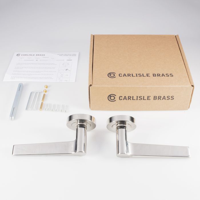 Polished Nickel Velino Lever Handle on Round Rose | EUL020PN