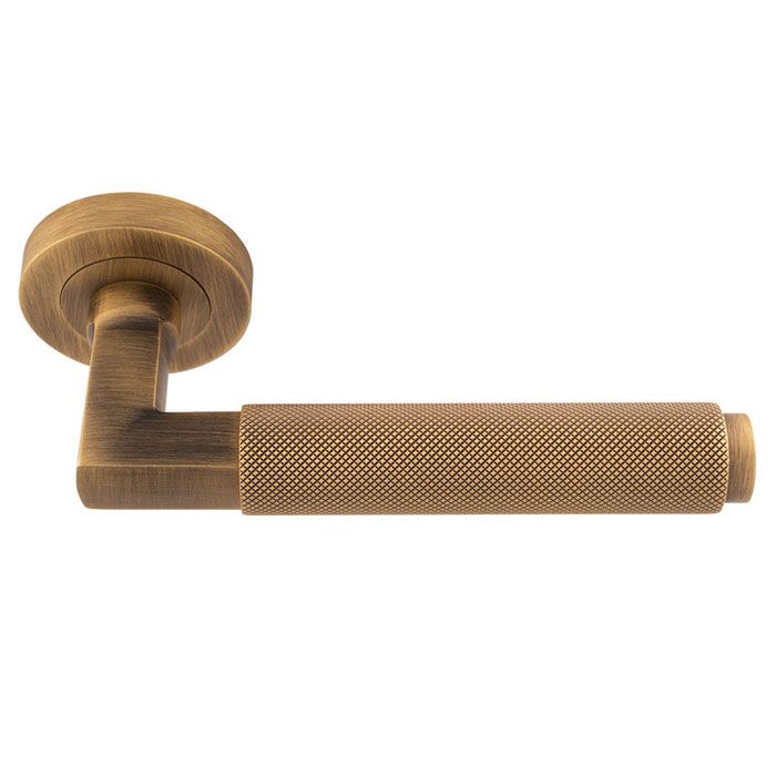 Antique Brass Terazzo Lever on Round Rose | EUL060AB