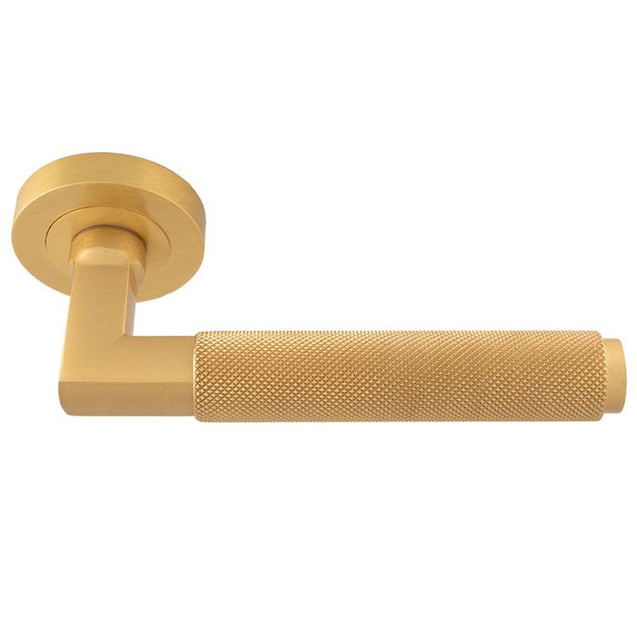 Satin Brass Terazzo Lever on Round Rose | EUL060SB