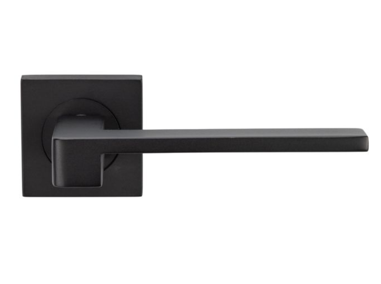Set Serozzetta Matt Black Serozzetta Equi Lever on square rose | SZM370MB
