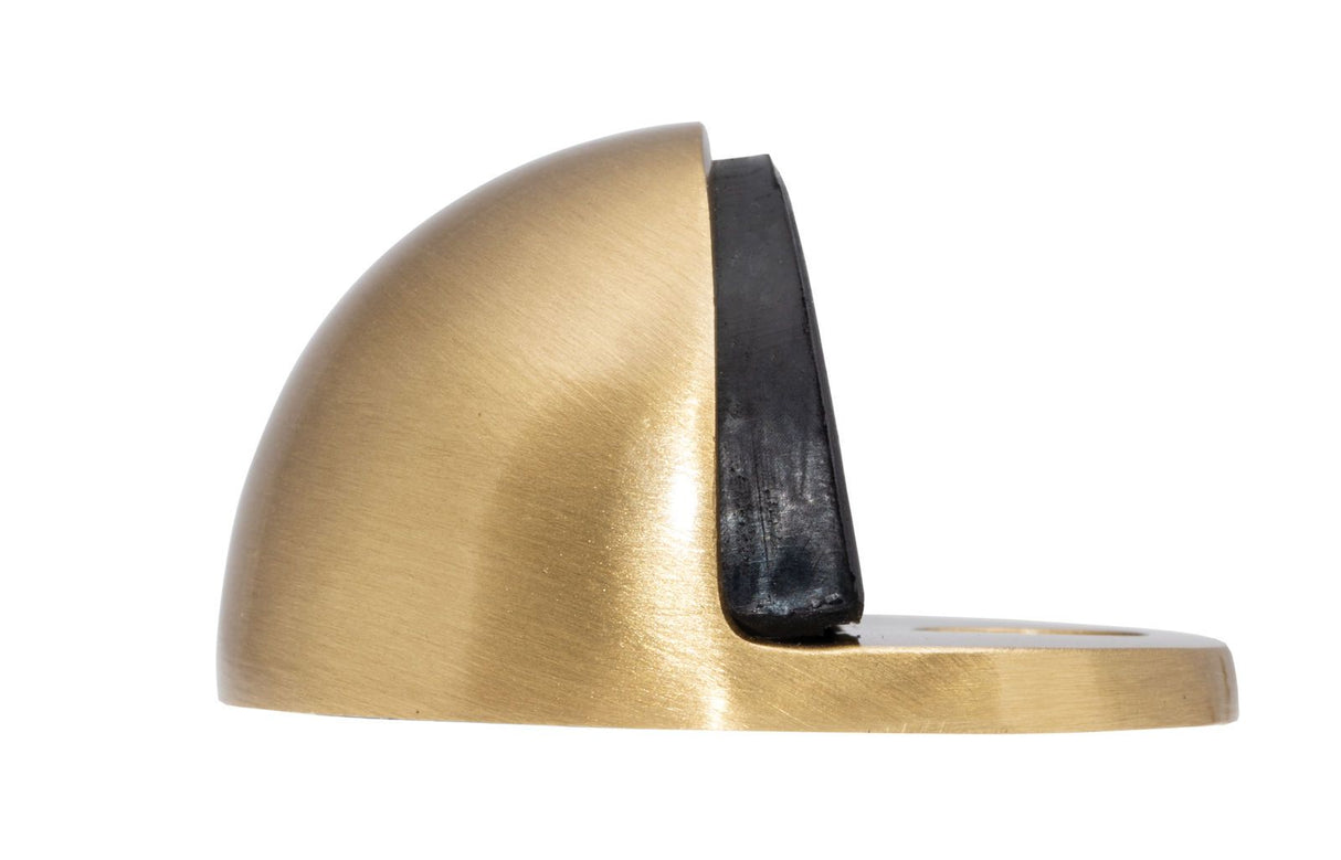 Satin Brass Oval Floor Mounted Door Stop | AA20SB
