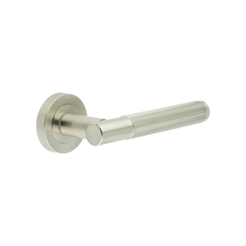 Sets Satin Nickel Venice Lever Handle on rose | JV852SN