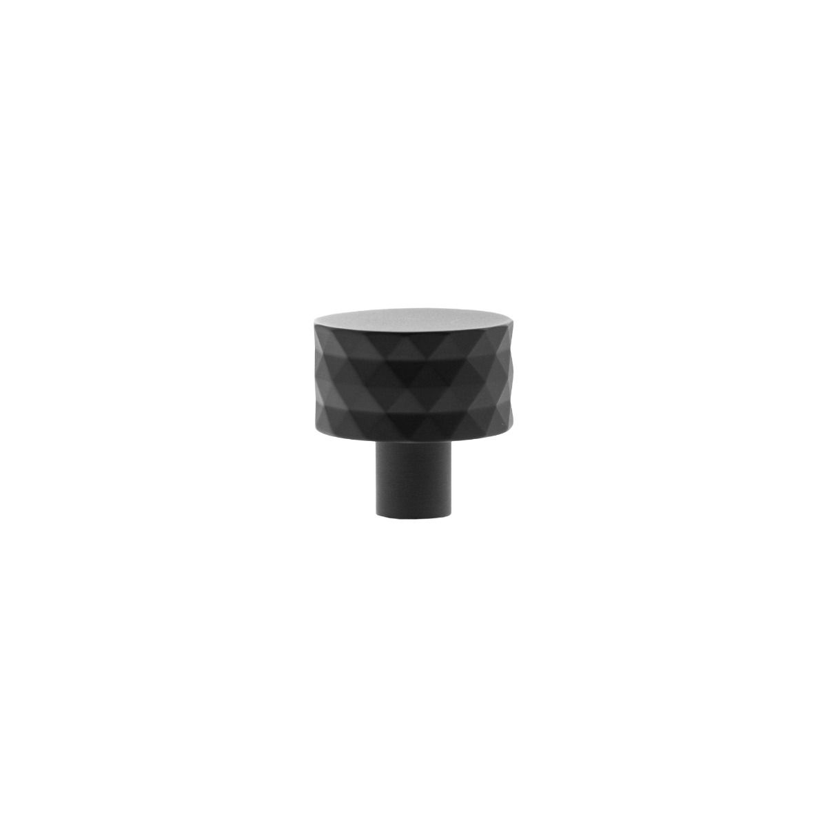 Millhouse Brass Matt Black Chrysler Diamond Round Cabinet Knob | MHCD1530MB