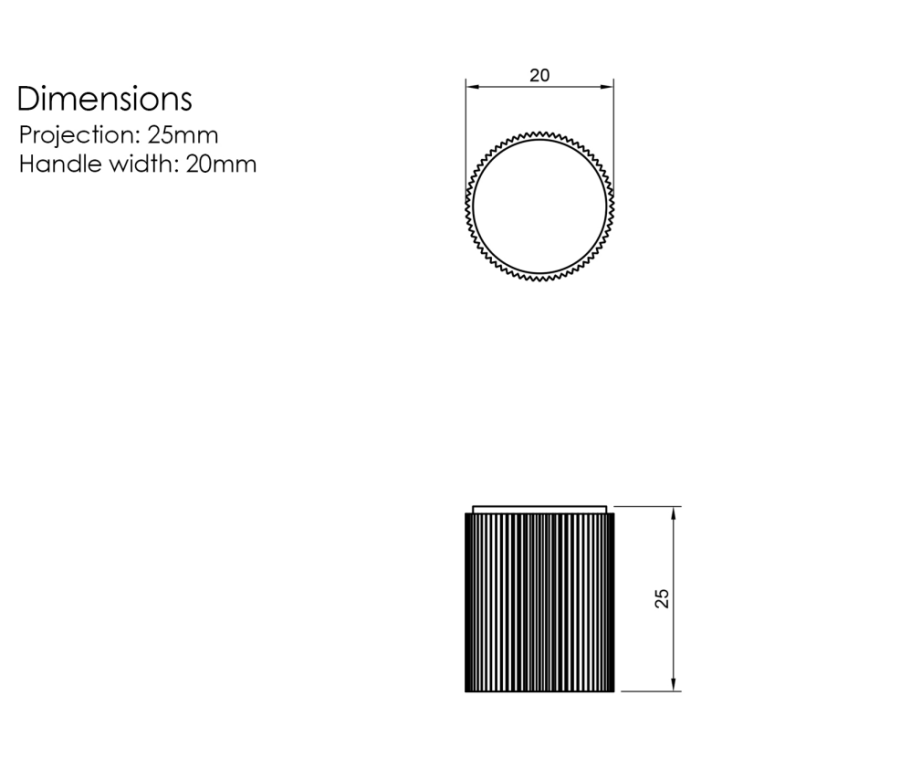Millhouse Brass Matt Black Battersea Linear Cylinder Cabinet Knob | MHCL1420MB