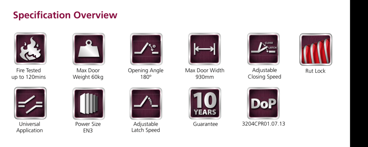 Rutland Silver Contract Overhead Door Closer | TS.3204 SE (11371)