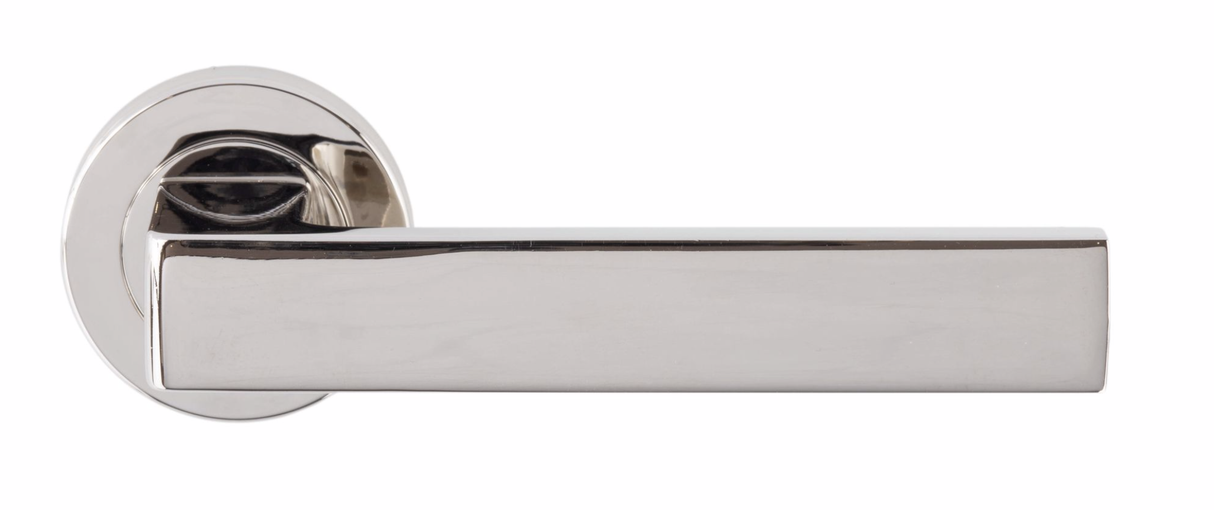 Set Polished Nickel Sasso Lever Furniture on round rose | EUL010PN