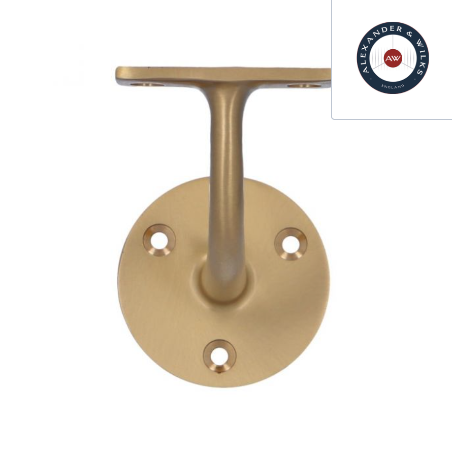 Alexander and Wilks 80mm Satin Brass Handrail Bracket | AW750SB
