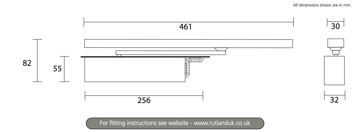 Rutland Satin Brass Concealed Cam Action Door Closer | ITS.11204SB (12521)