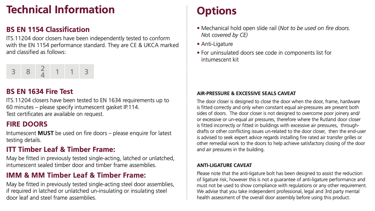Rutland Electro Brass Concealed Cam Action Door Closer | ITS.11204PVD (11171)