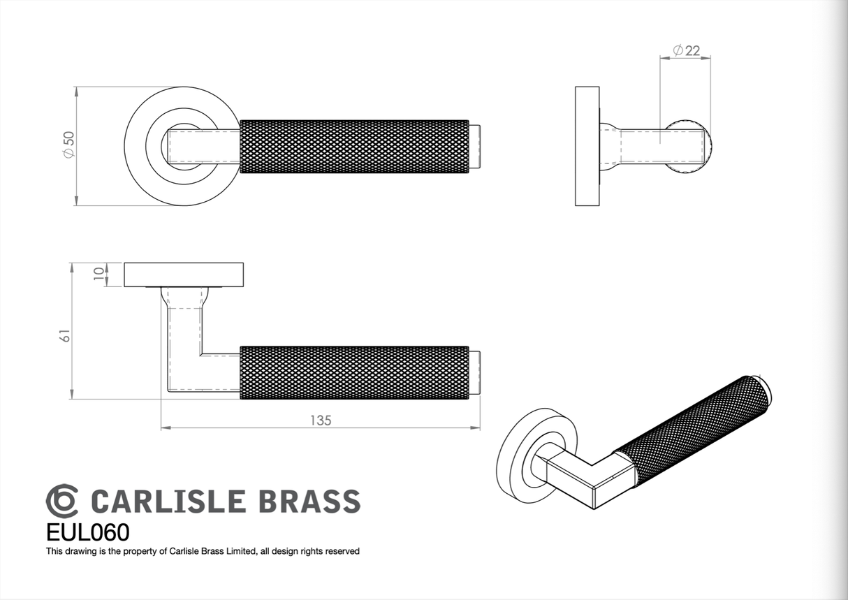 Satin Brass Terazzo Lever on Round Rose | EUL060SB