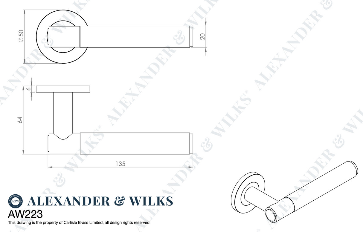 A&W Satin Brass Spitfire Hammered Lever on rose | AW223SB