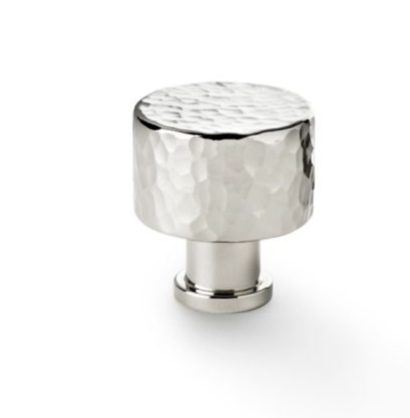 A&W Leila Polished Nickel 30mm Hammered Cupboard Knob | AW816-30-PN