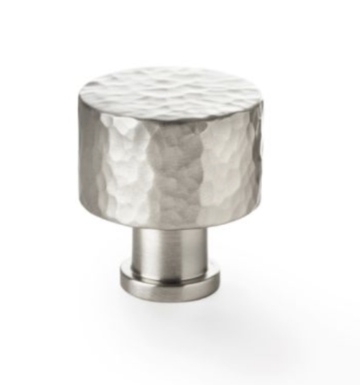 A&W Leila Satin Nickel 30mm Hammered Cupboard Knob | AW816-30-SN