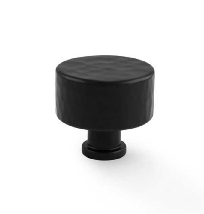 A&W Leila Matt Black 35mm Hammered Cupboard Knob | AW816-35-MB