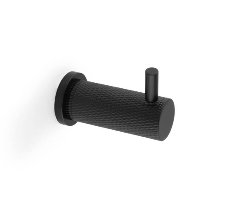 Alexander & Wilks Matt Black Brunel Knurled Coat Hook | AW775BL