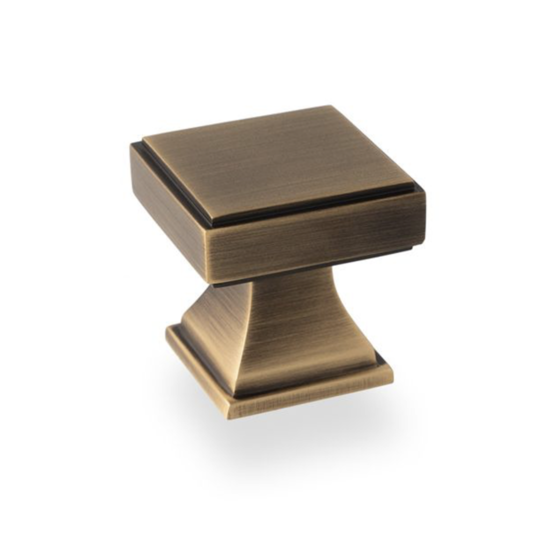Alexander and Wilks Antique Brass Jesper Square Cupboard Knob