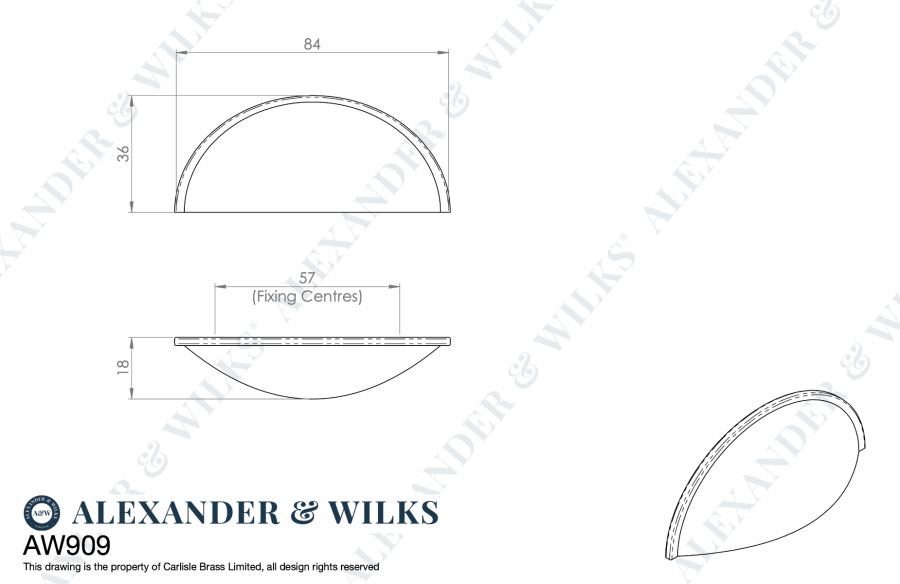Alexander and Wilks Polished Nickel 85mm Quieslade Cup Handle | AW909PN