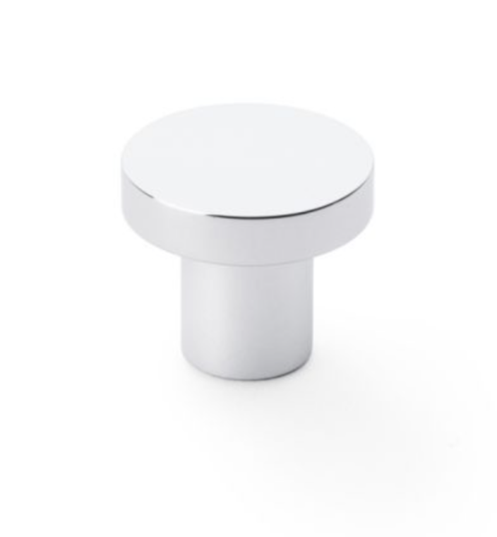 Alexander and Wilks Polished Chrome 30mm Hanover Plain Cupboard Knob