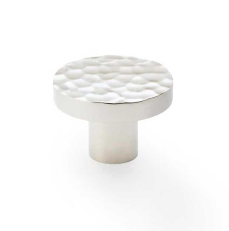 A&W Polished Nickel 38mm Hanover Hammered Cupboard Knob | AW820-38-PN