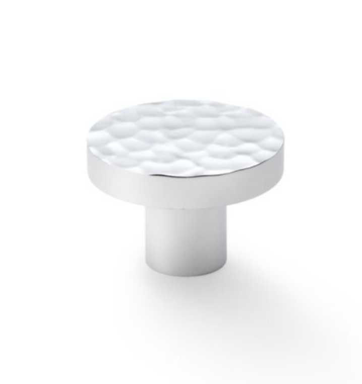 A&W Polished Chrome 30mm Hanover Hammered Cupboard Knob | AW820-30-PC